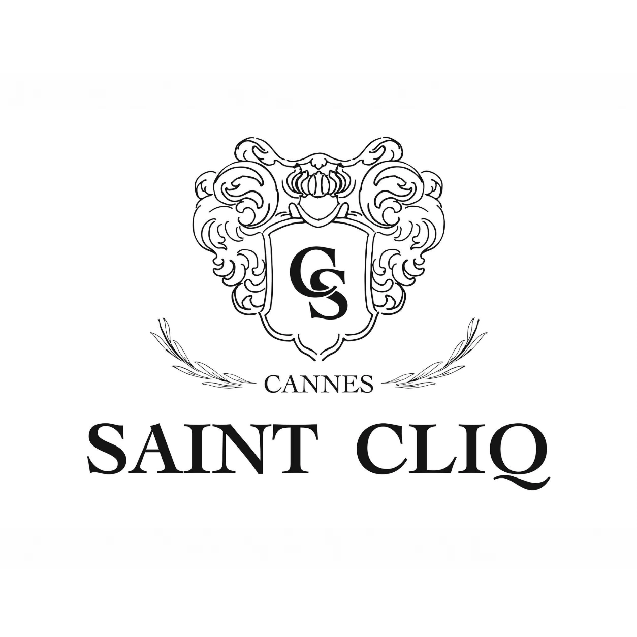 Logo Saint Clio z eleganckim herbem i inicjałami CS.