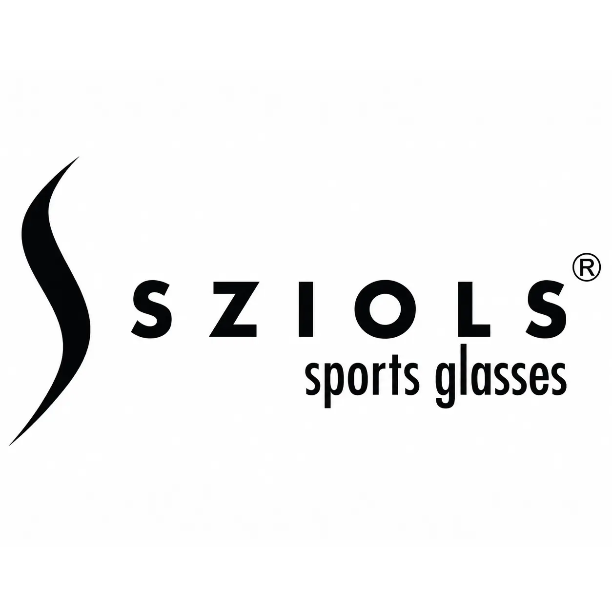SZIOLS sports glasses logo featuring a curved black emblem on the left and the brand name with 'sports glasses' text on the right.
