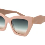 Pink oversized square sunglasses with gradient brown-to-cream lenses on a pale pink frame (fashion eyewear)