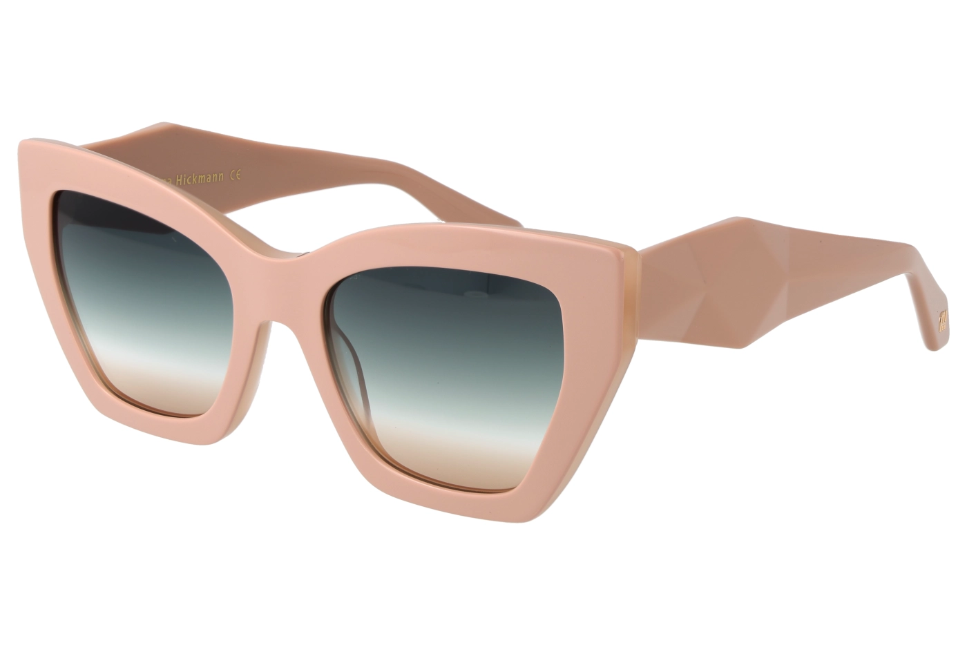 Pink oversized square sunglasses with gradient brown-to-cream lenses on a pale pink frame (fashion eyewear)