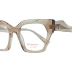 Tan transparent square-frame eyeglasses by Hickmann eyewear, front view