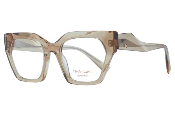 Tan transparent square-frame eyeglasses by Hickmann eyewear, front view