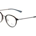 Tortoiseshell round eyeglasses with metal temples by Jaguar, adjustable nose pads, for prescription use