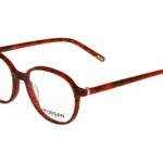 Tortoiseshell roundEyeglasses on white background, Morgan brand visible on lens edge and temple tips